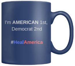 HealAmerica: Navy Blue Democrat Coffee Mug (Colored Logo)